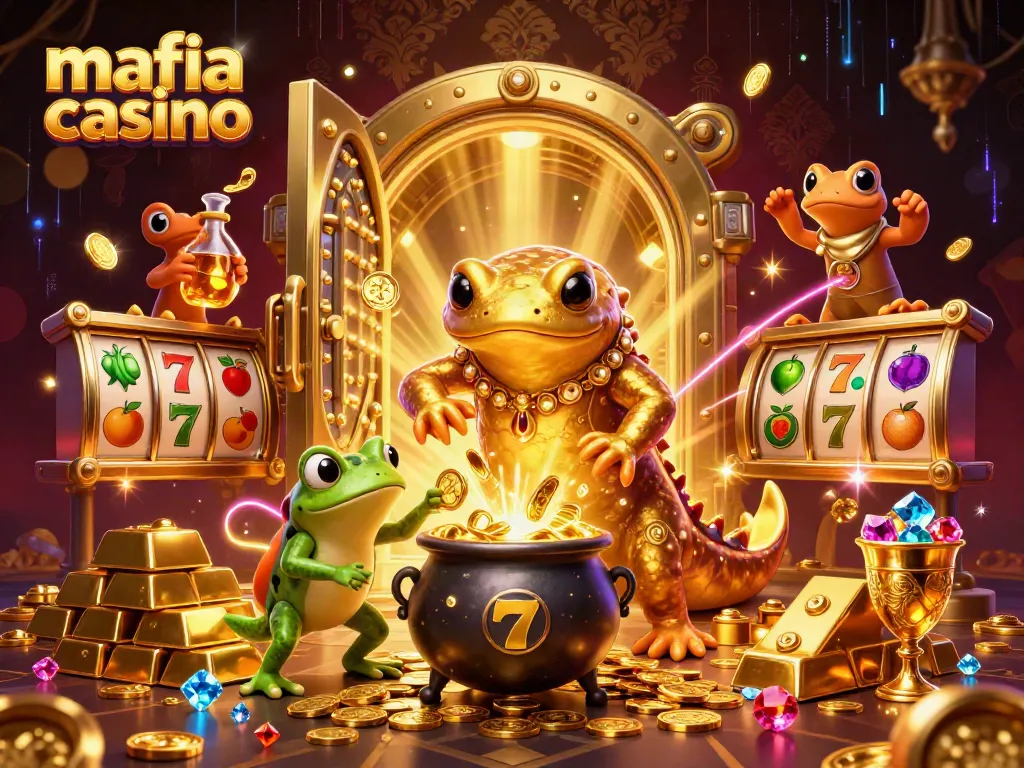 Experience thrilling gameplay at mafia casino with golden treasures and exciting slot reels.